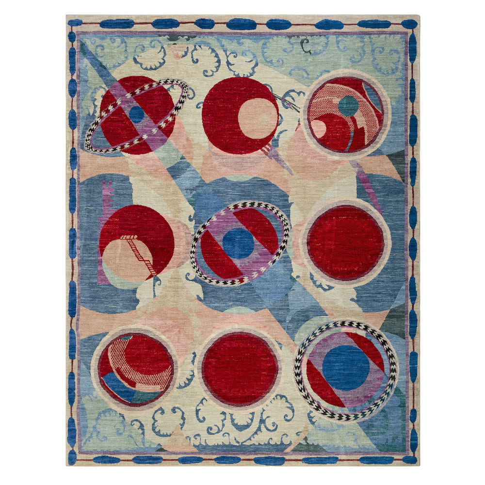 Carmine Orbit Hand-knotted Rug