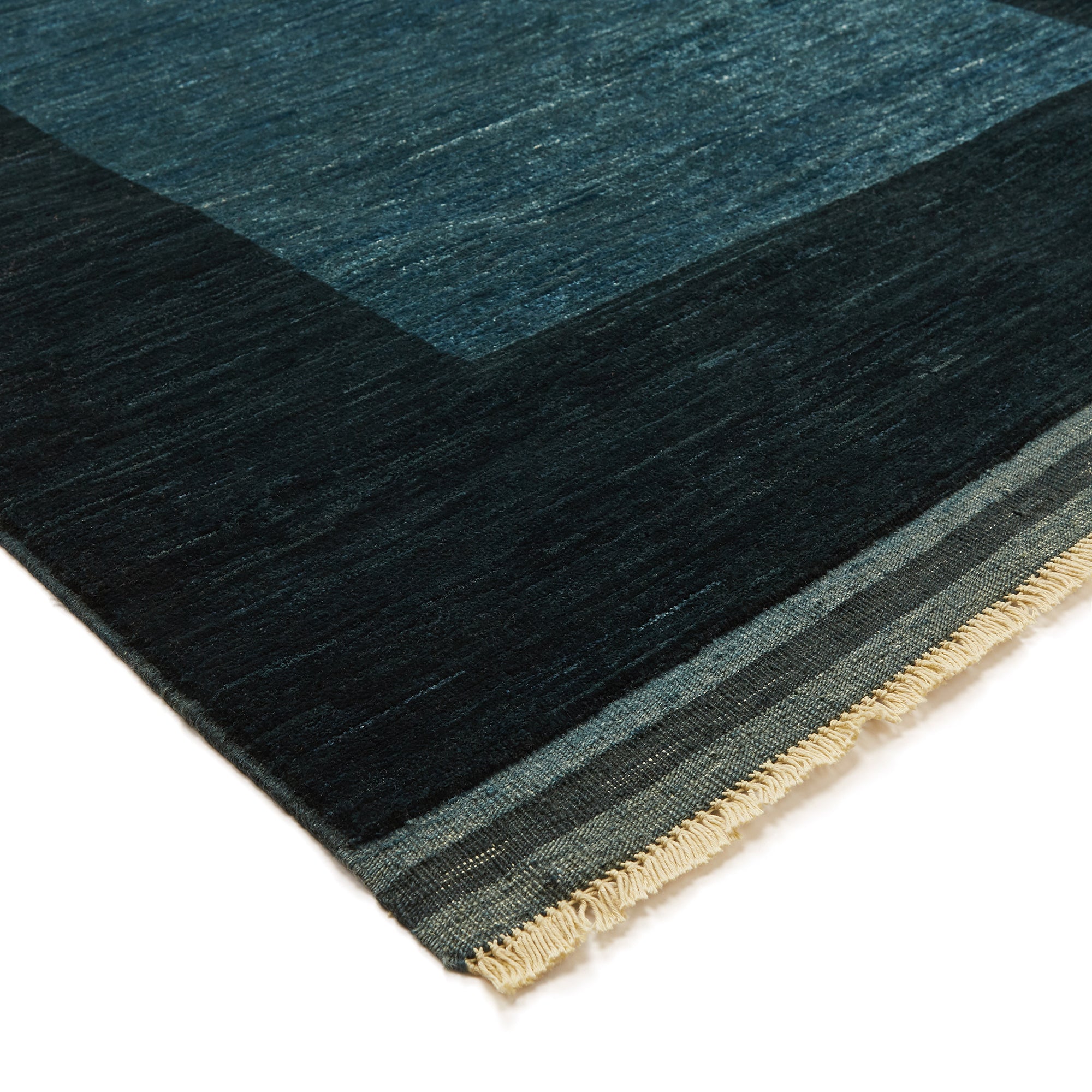 Border Hand-knotted Rug - Teal