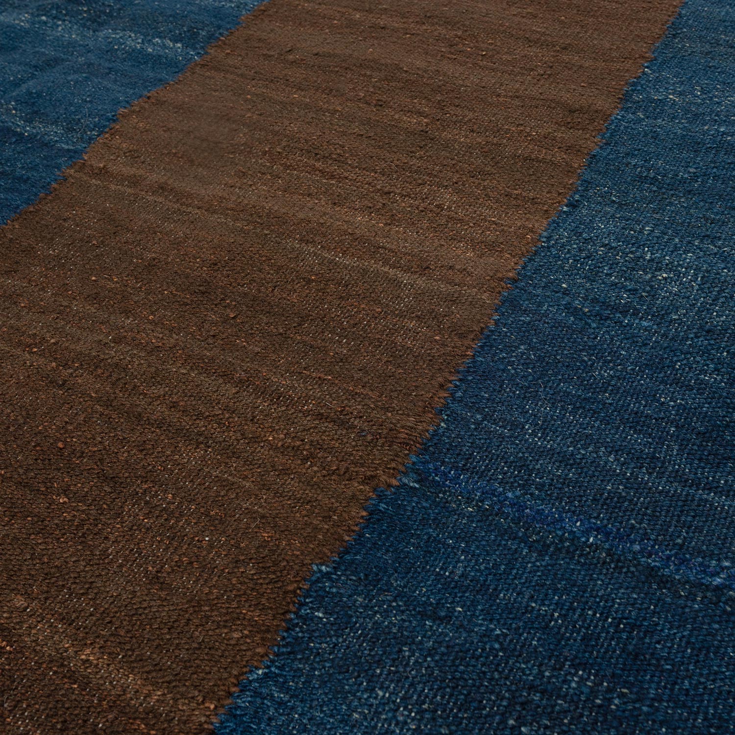 Nowar Flatweave Rug - Brown and Blue detail