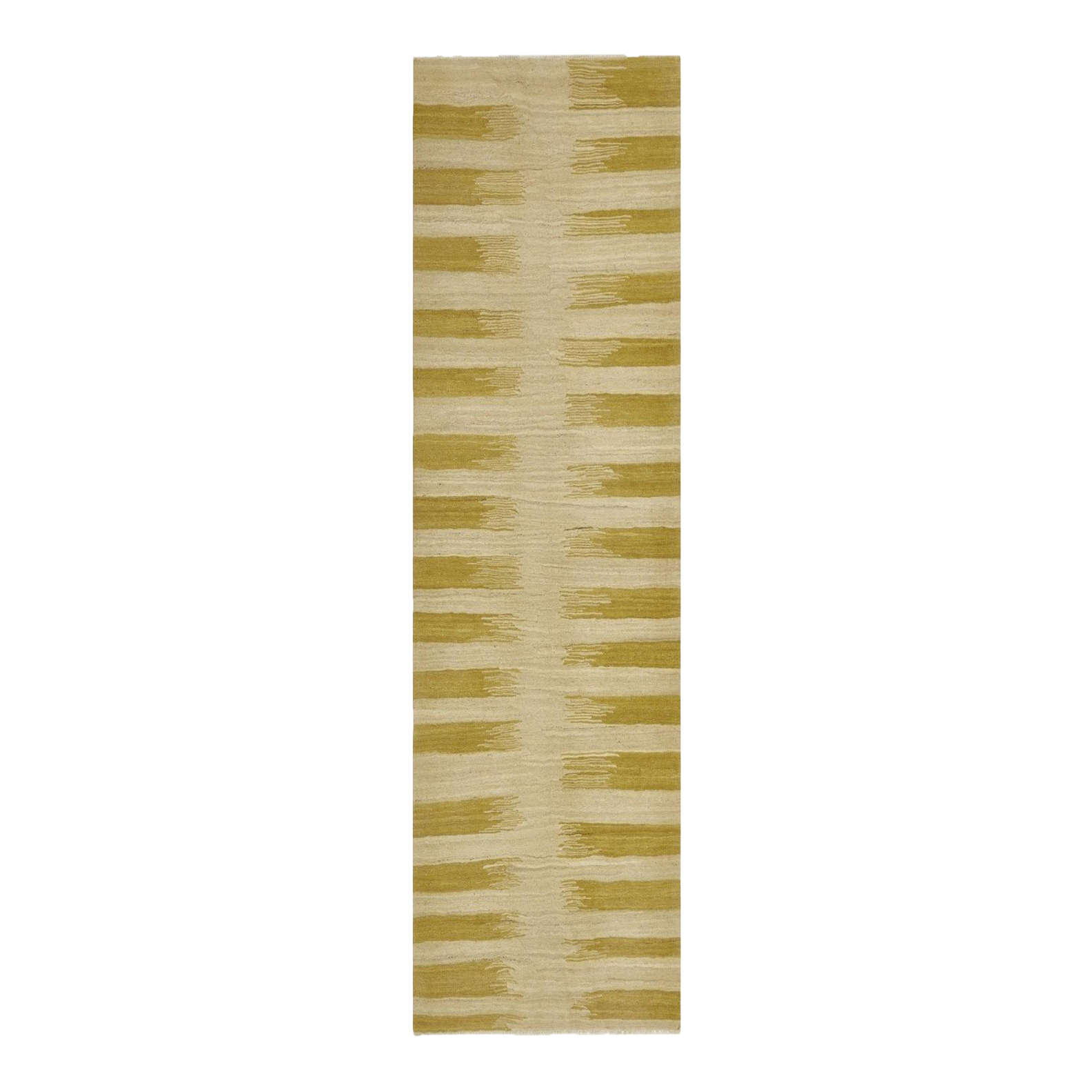 beige and yellow handwoven Afghan wool rug