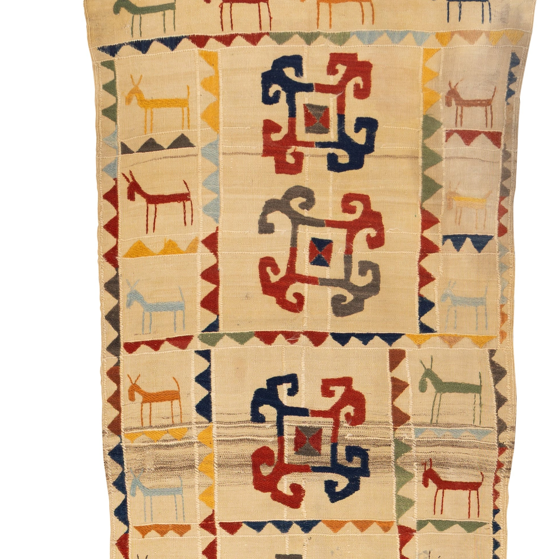 Unique Antique Afghan Textile - Beige