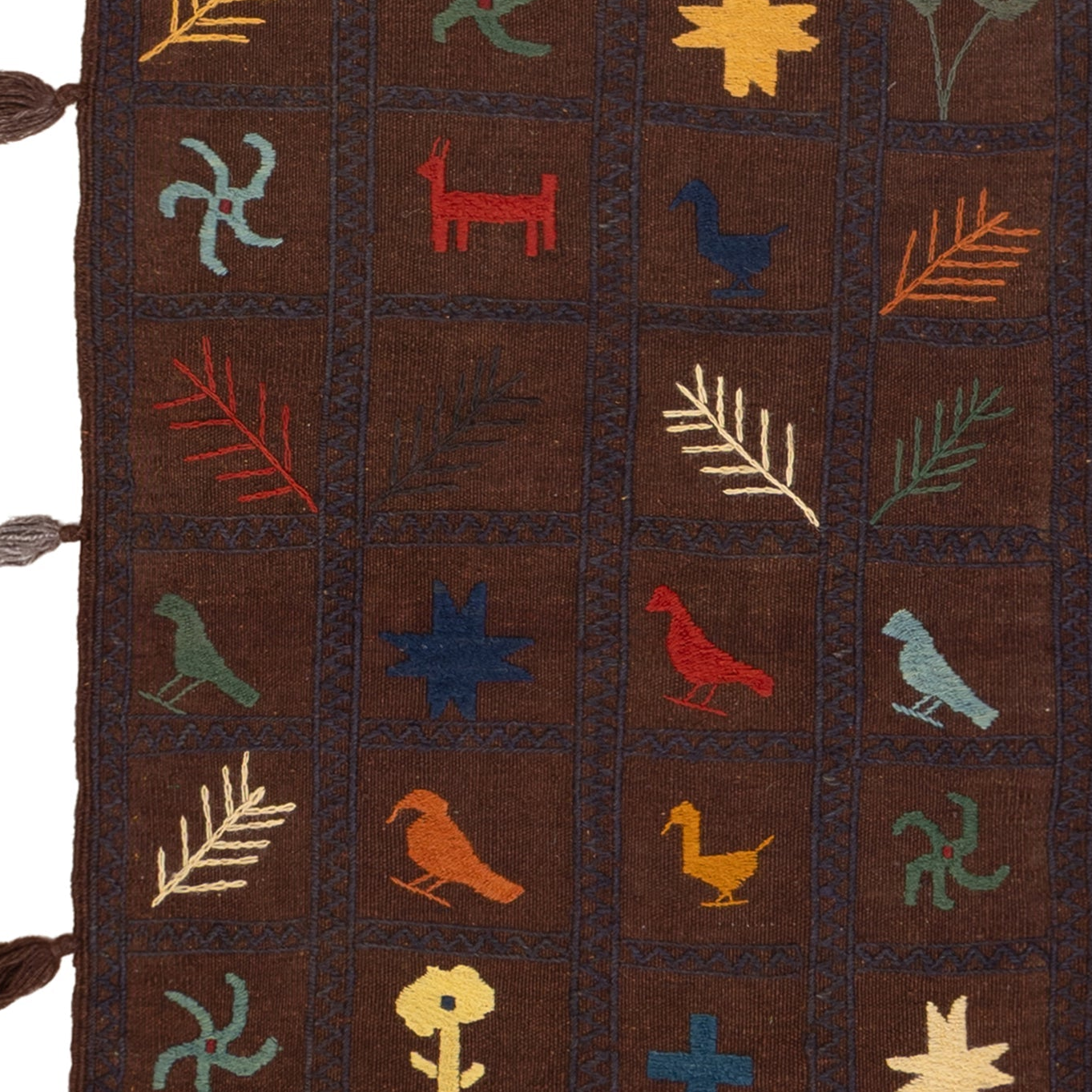 Unique Antique Afghan Textile - Brown