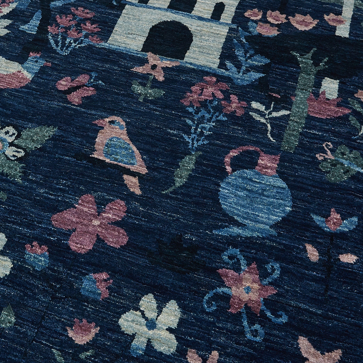 Babur’s Bloom Hand-knotted Rug - Lapis