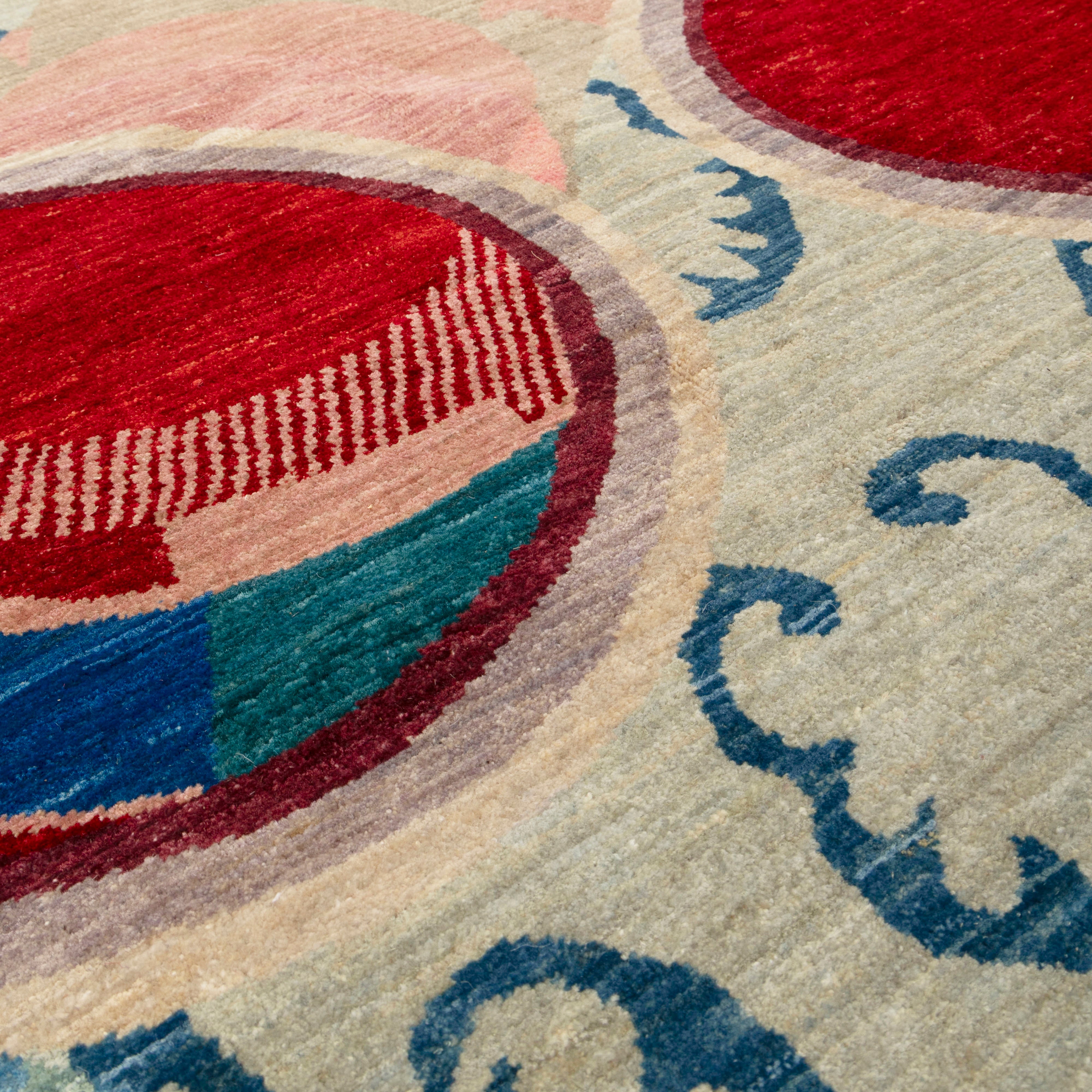 Carmine Orbit Hand-knotted Rug