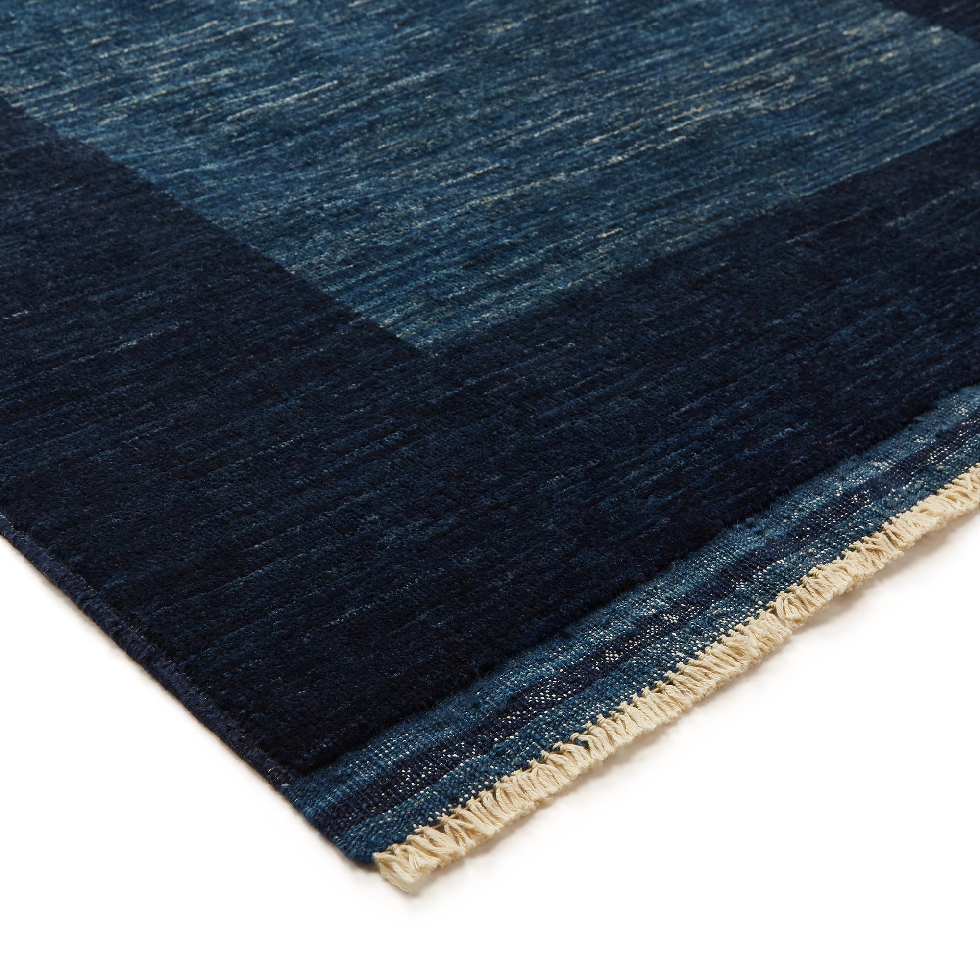 Border Hand-knotted Rug - Navy