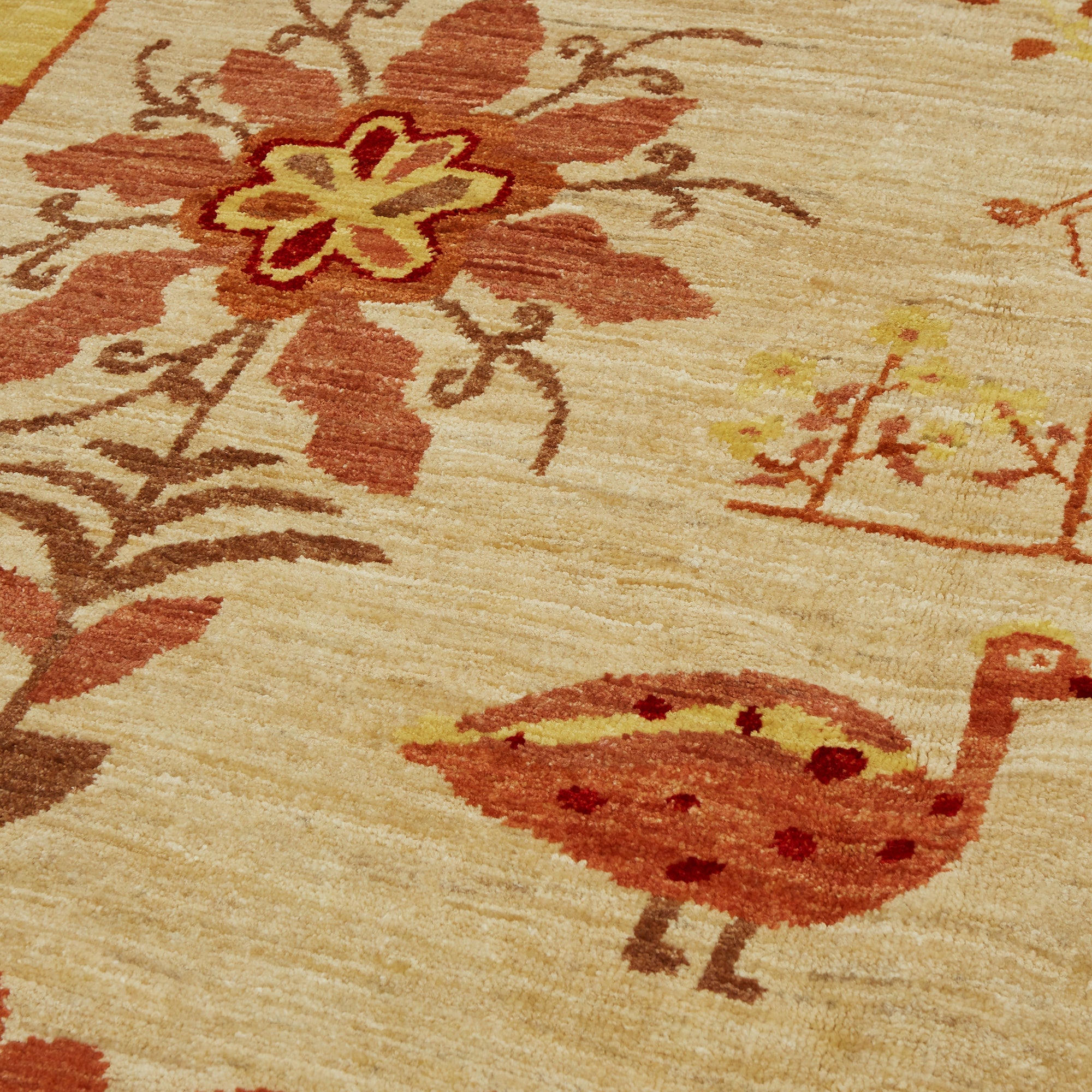 Mughal Petal Drift Apricot Hand-knotted Rug