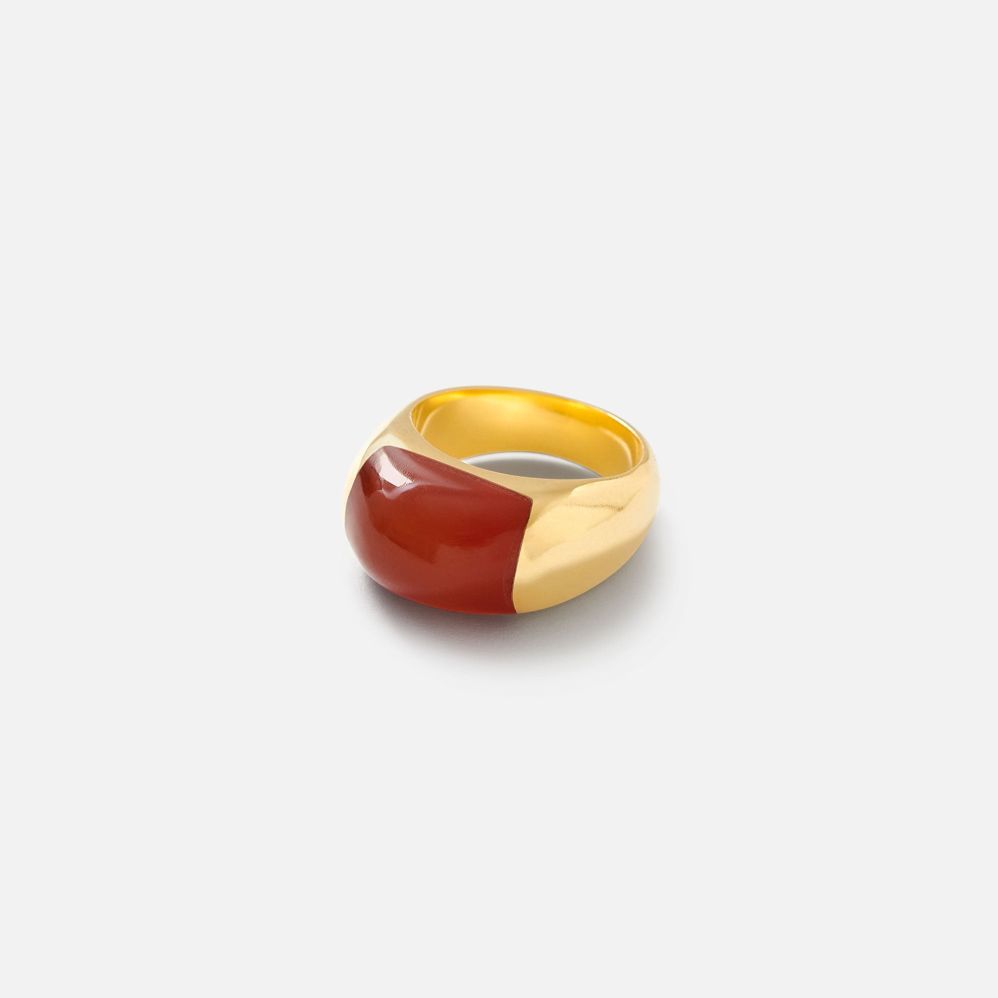 Gold-Plated Carnelian Chunky Ring - ISHKAR