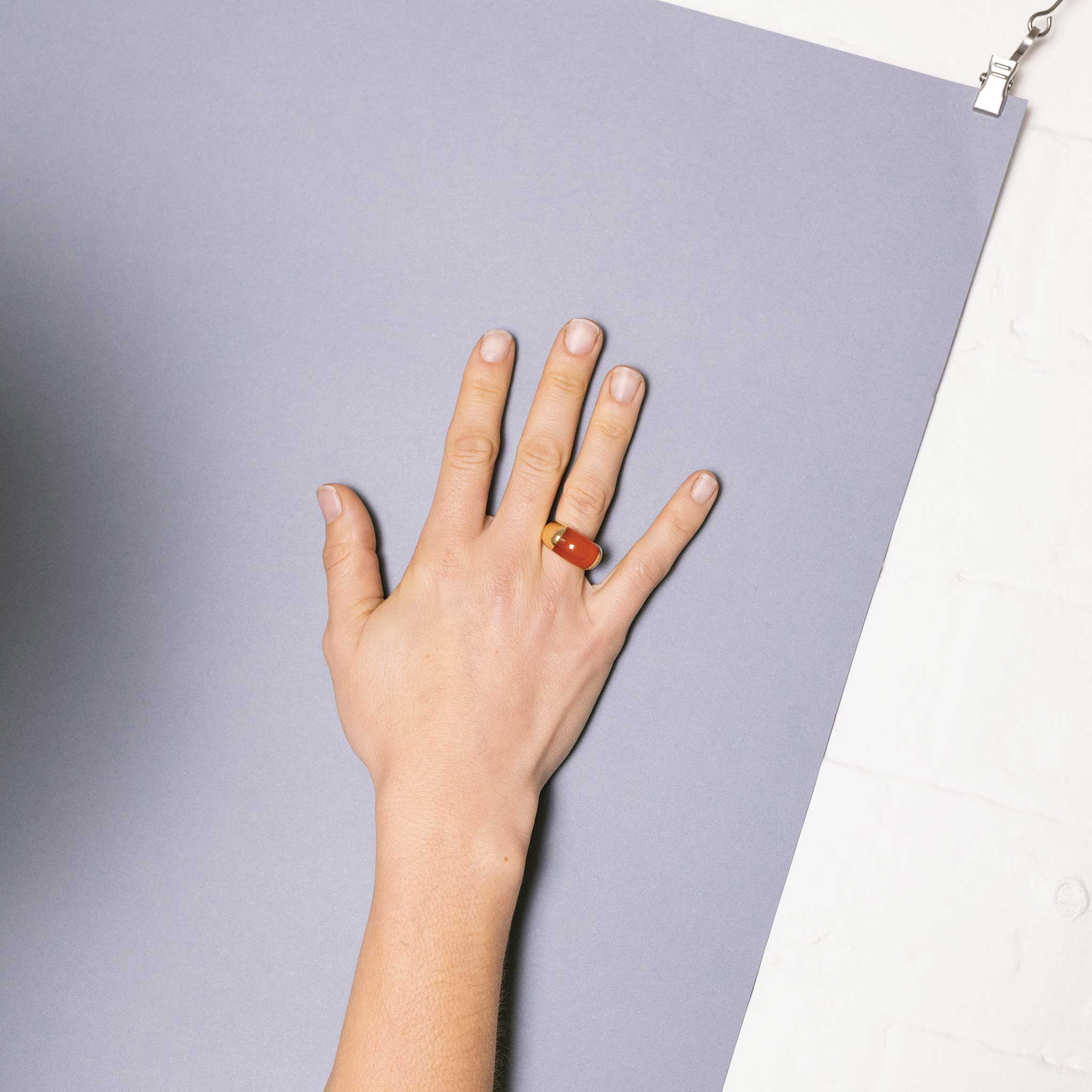 Gold-Plated Carnelian Chunky Ring - ISHKAR