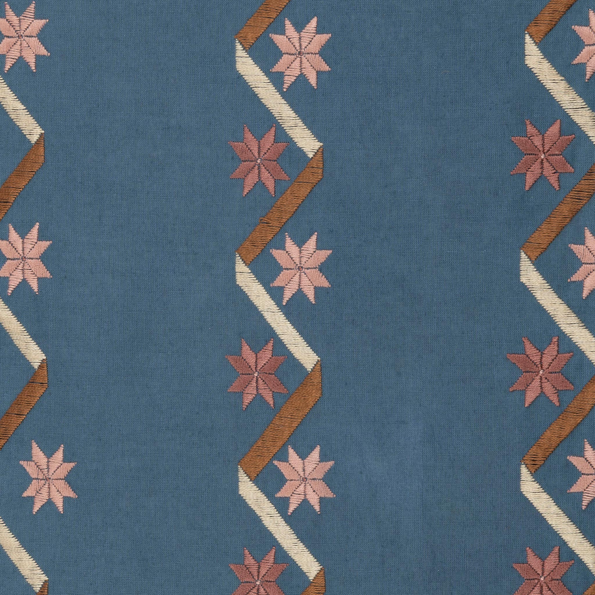 Stars and Ribbons - Hand-Embroidered Fabric