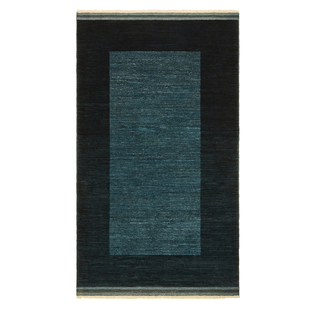 Border Hand-knotted Rug - Teal