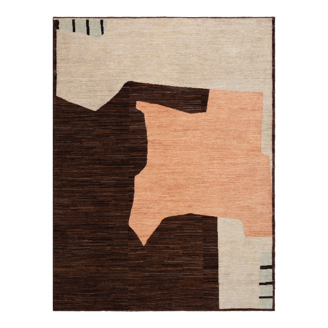 Dark Brown & Pink Salsal Hand-knotted Rug