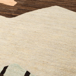 Dark Brown & Pink Salsal Hand-knotted Rug - Detail