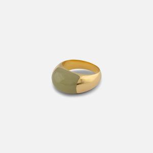 Gold-plated sterling silver chunky ring with green onyx stone