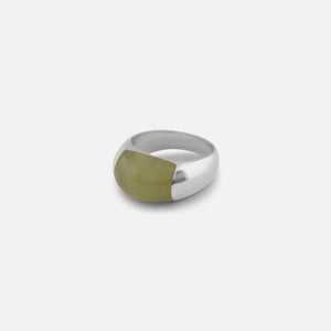 Sterling silver chunky ring with green onyx stone