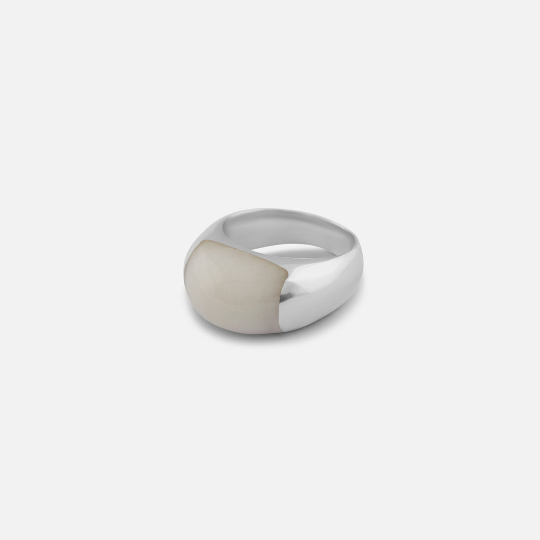 Sterling silver chunky ring with white marble