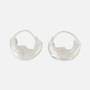 Pair of sterling silver hoop earrings on a white background, size large