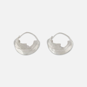 Pair of sterling silver hoop earrings on a white background, size medium