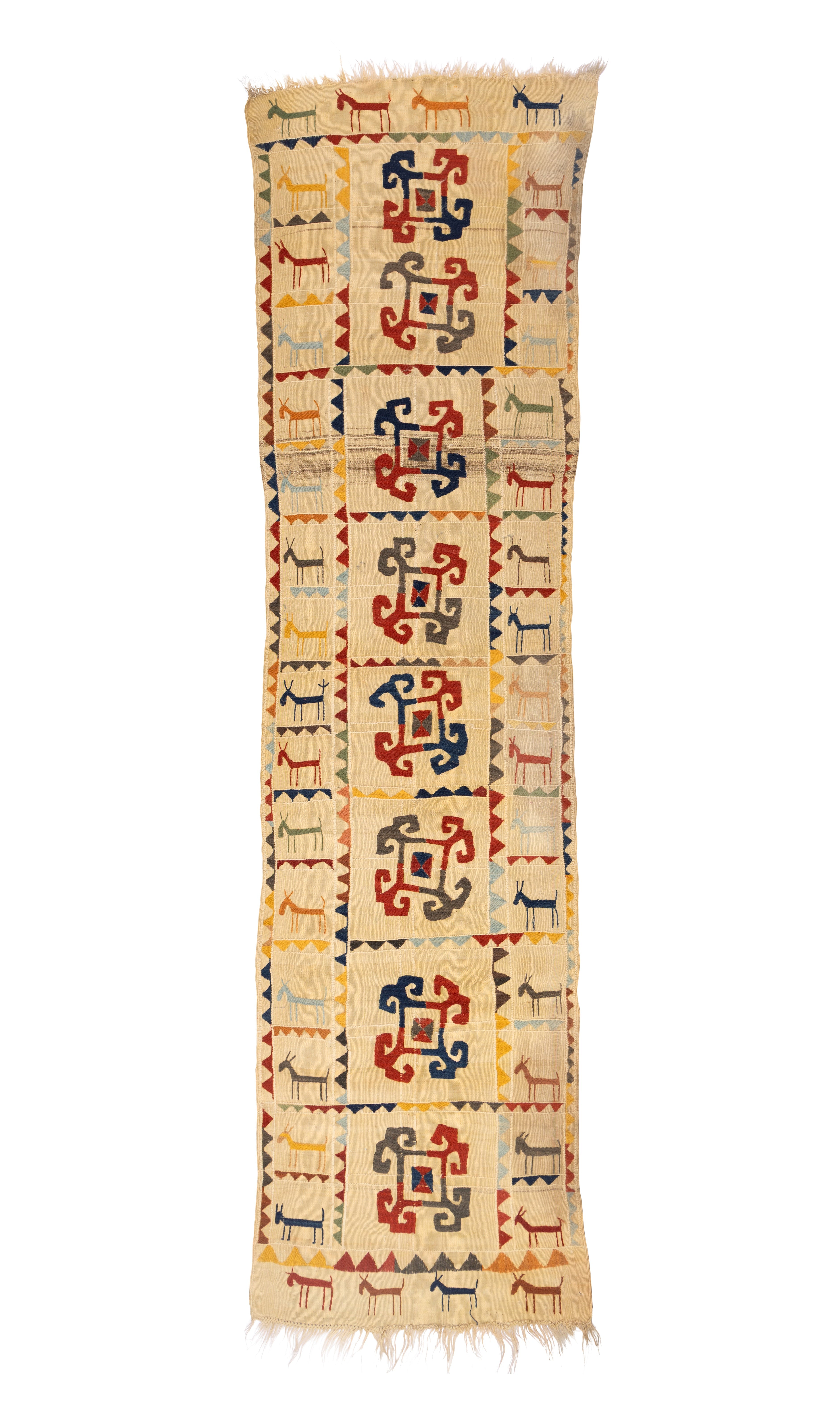 ISHKAR afghan antique runner textile beige