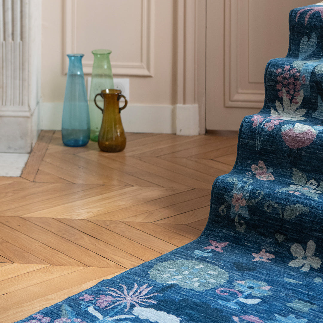 Babur’s Bloom Hand-knotted Rug - Lapis