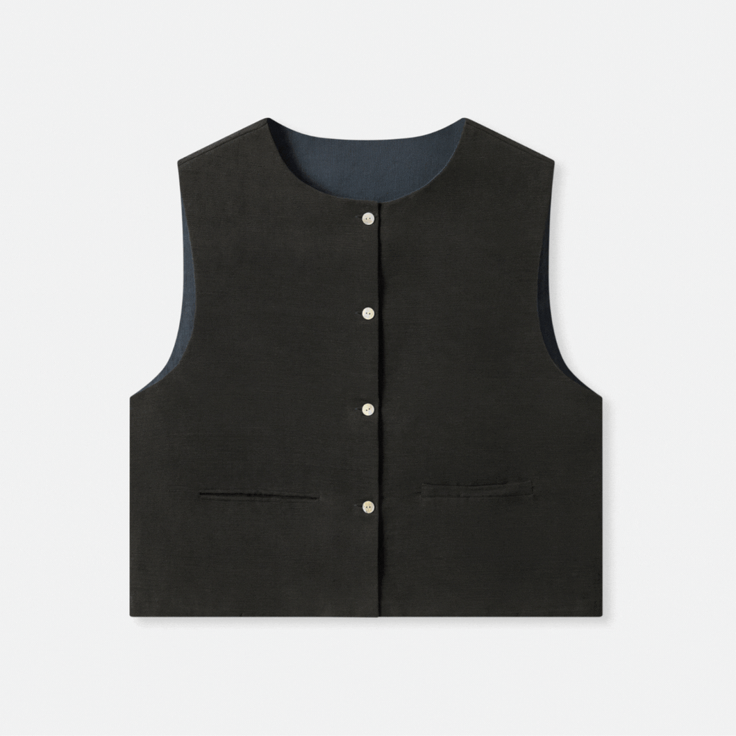 Reversible Cropped Cotton Waistcoat