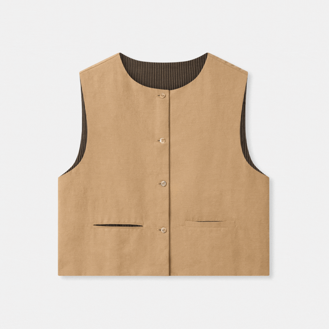 Reversible Cropped Cotton Waistcoat
