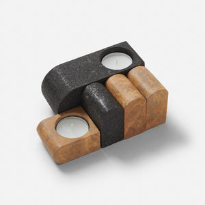 Basalt and Jerash modular stone set with tealights
