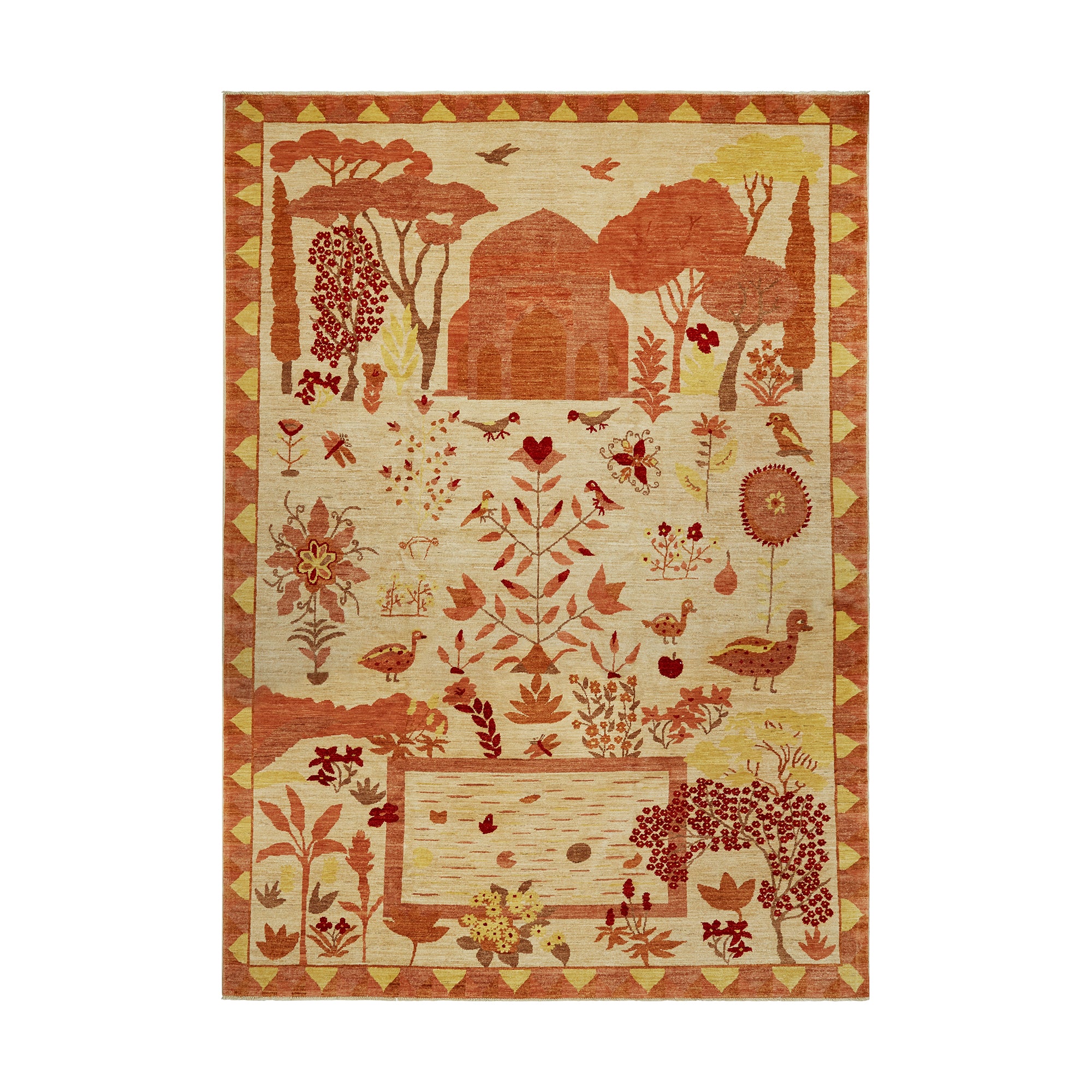Mughal Petal Drift Apricot Hand-knotted Rug