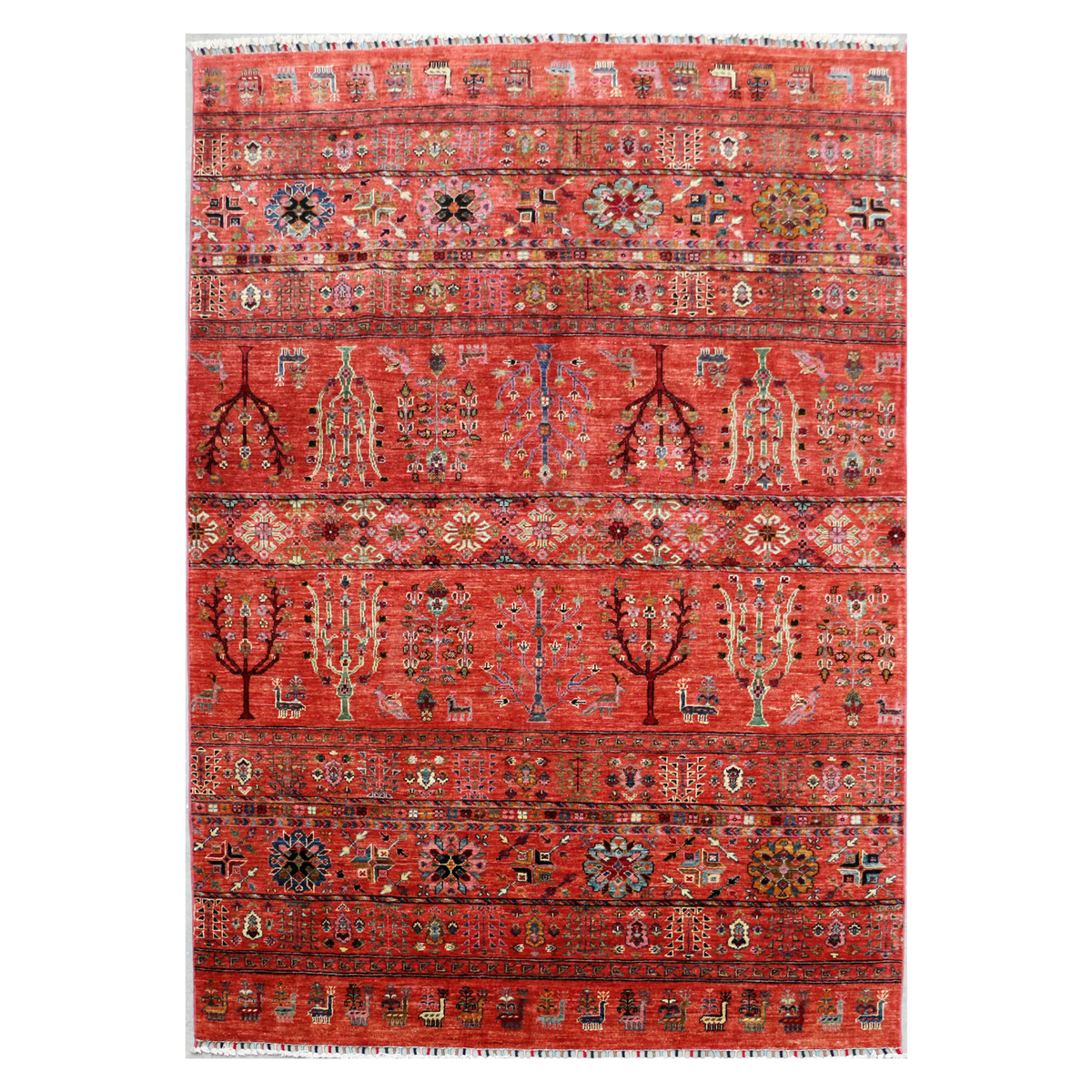Red Tree of Life Hand-knotted Rug
