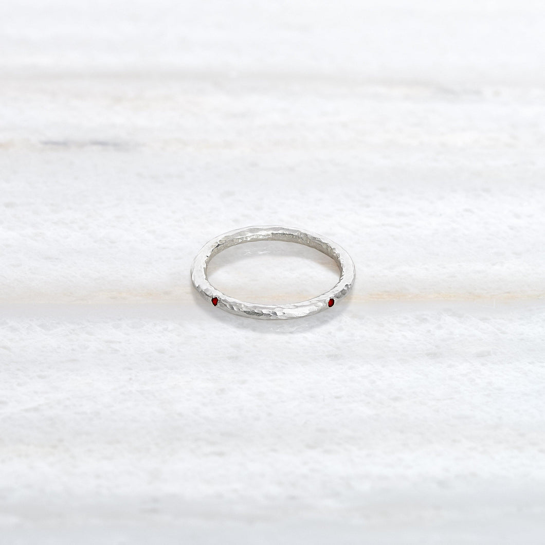 Silver Band with Garnet - ISHKAR