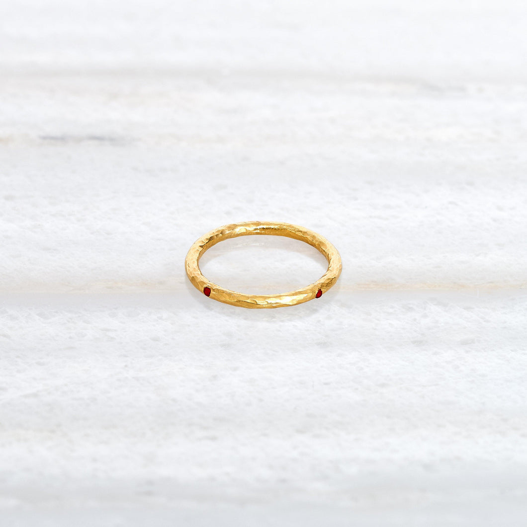 Gold Plated Band with Garnet - ISHKAR