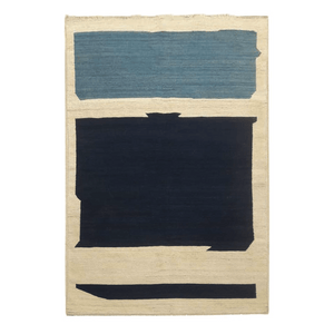 blue and navy handwoven Afghan wool rug