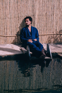 Men's Cotton Pyjama Set - Indigo Classic