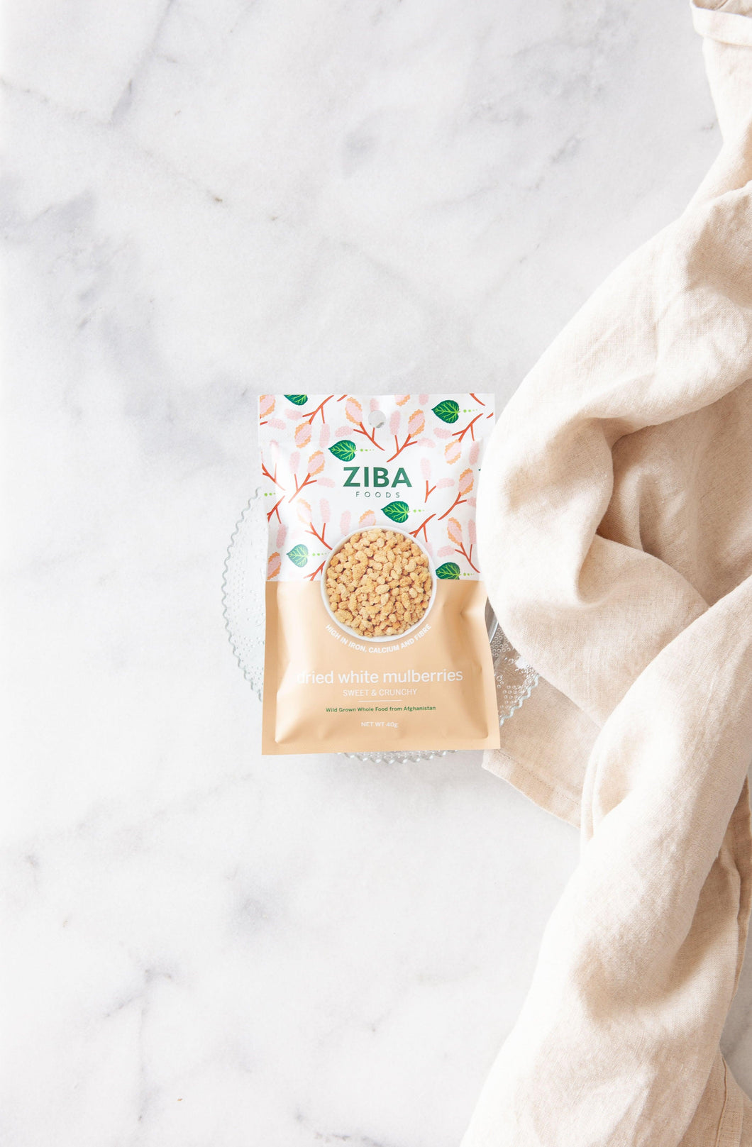 DRIED WHITE MULBERRIES (6 X 40G SINGLE SERVE BAGS) - ISHKAR